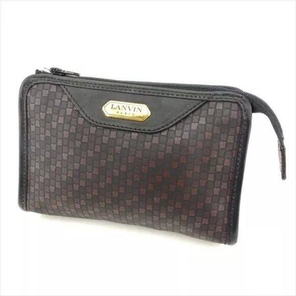 Lanvin Accessories Pouch Purse Pouch Black Brown PVC Authentic